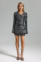 Ensemble à sequins col V - Noir 
