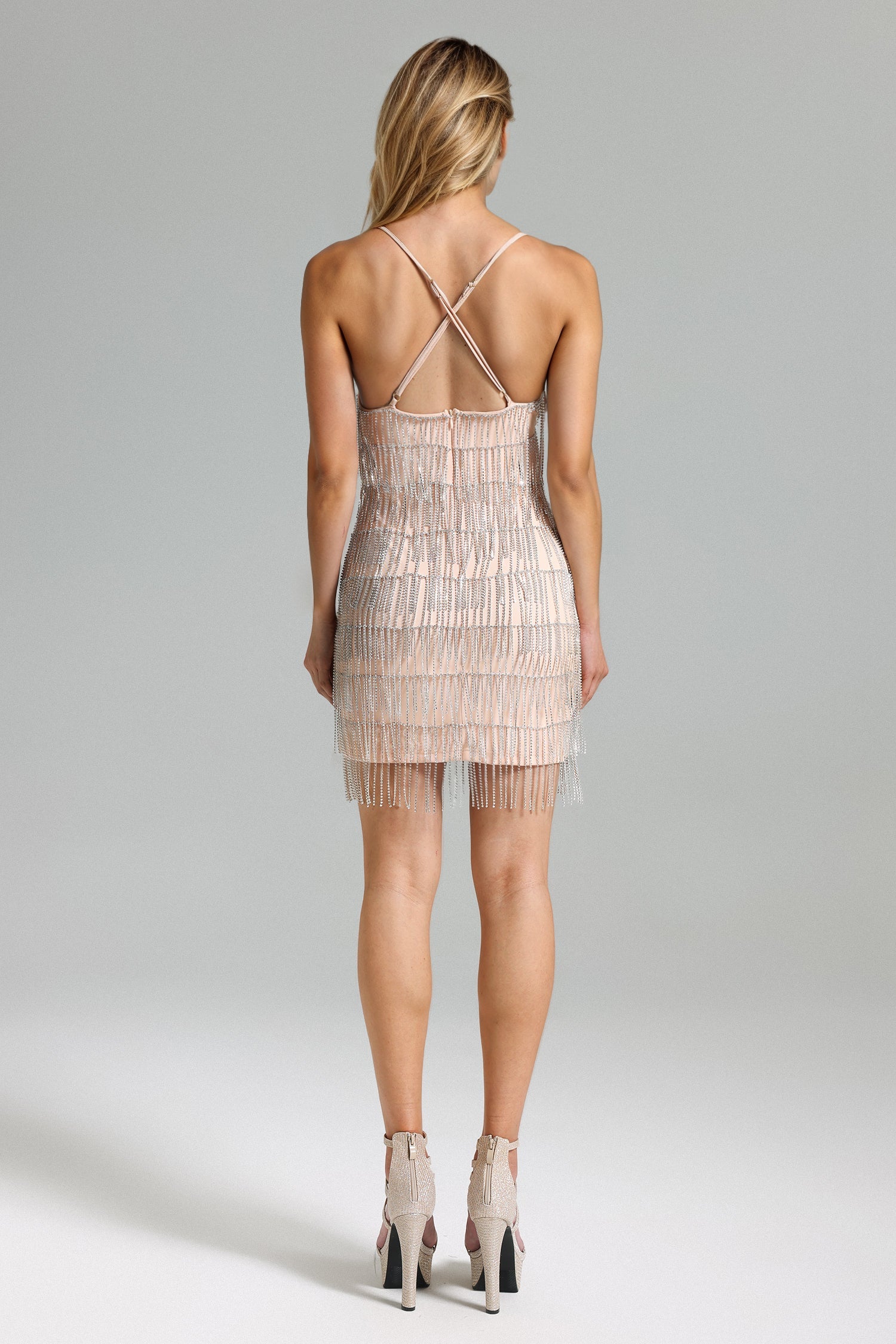 Halter Tessal Mini Dress - Silver