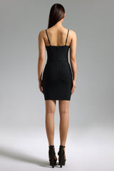 Robe bandage mini à fleurs - Noire