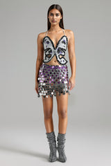 Butterfly Sequins Top - Black