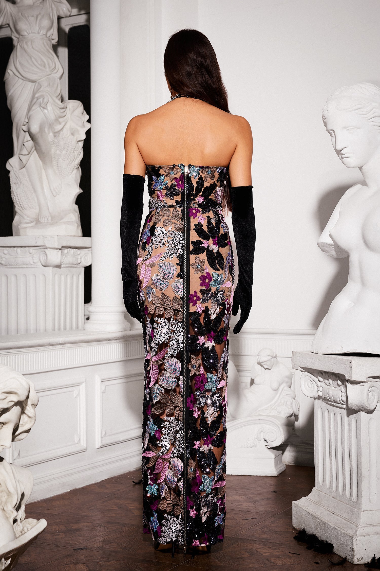 Floral Sequins Maxi Dress