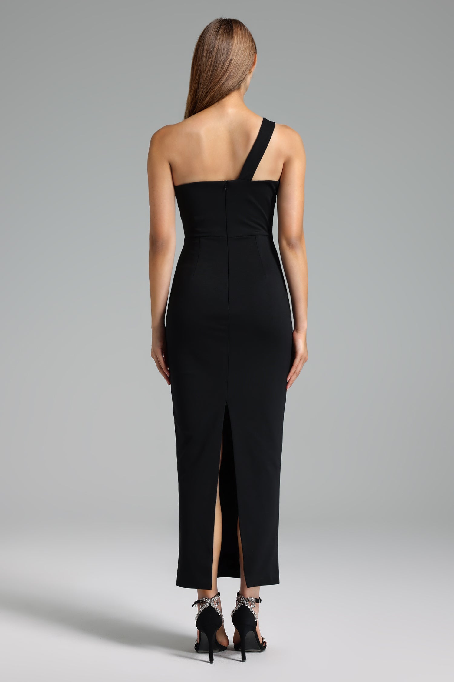 One Shouder Lace Up Maxi Dress