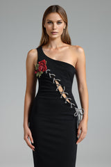 One Shouder Lace Up Maxi Dress