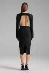 Robe longue bandage à col V et manches longues