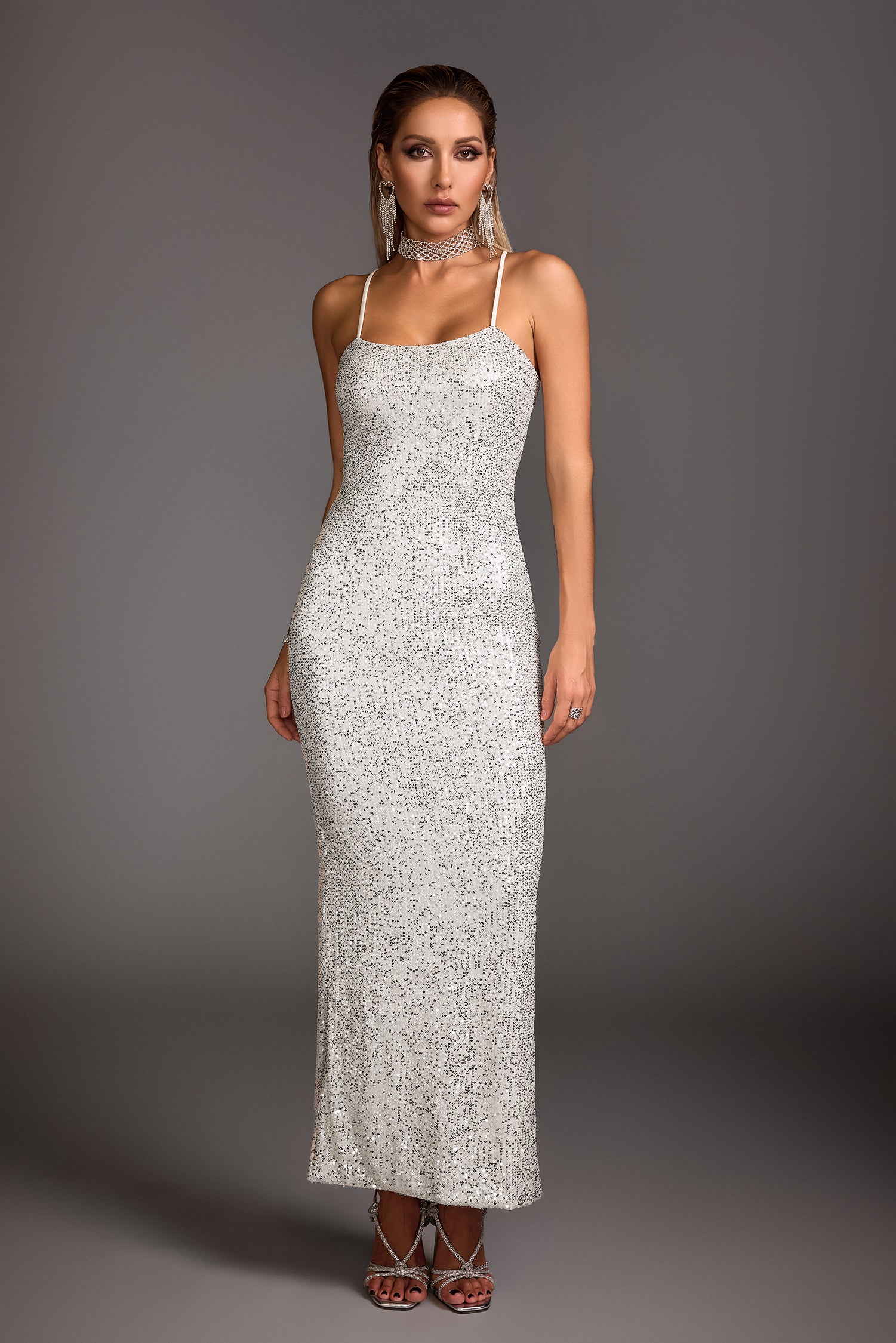 Backless Saquin Sleeveless Maxi Dress