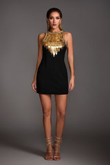 Strapless Gold Sequins Mini Dress
