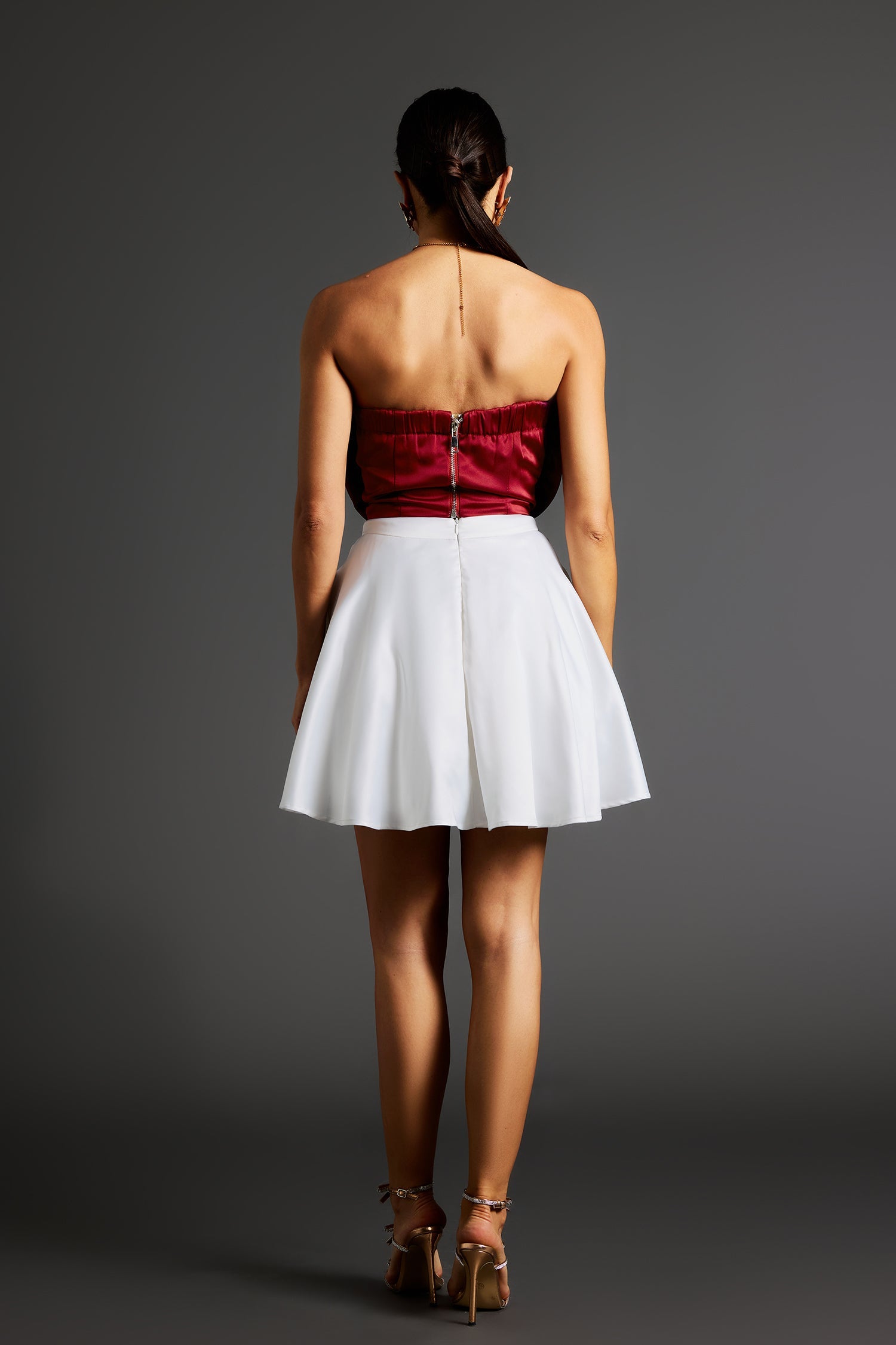 Flower Strapless Waist Mini Dress