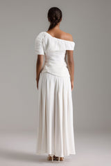 Ensemble pantalon à taille plissée asymétrique