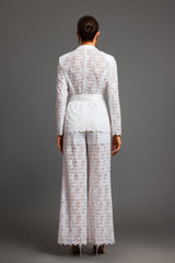 Deep-V Long Sleeves Lace Two-Piece Set