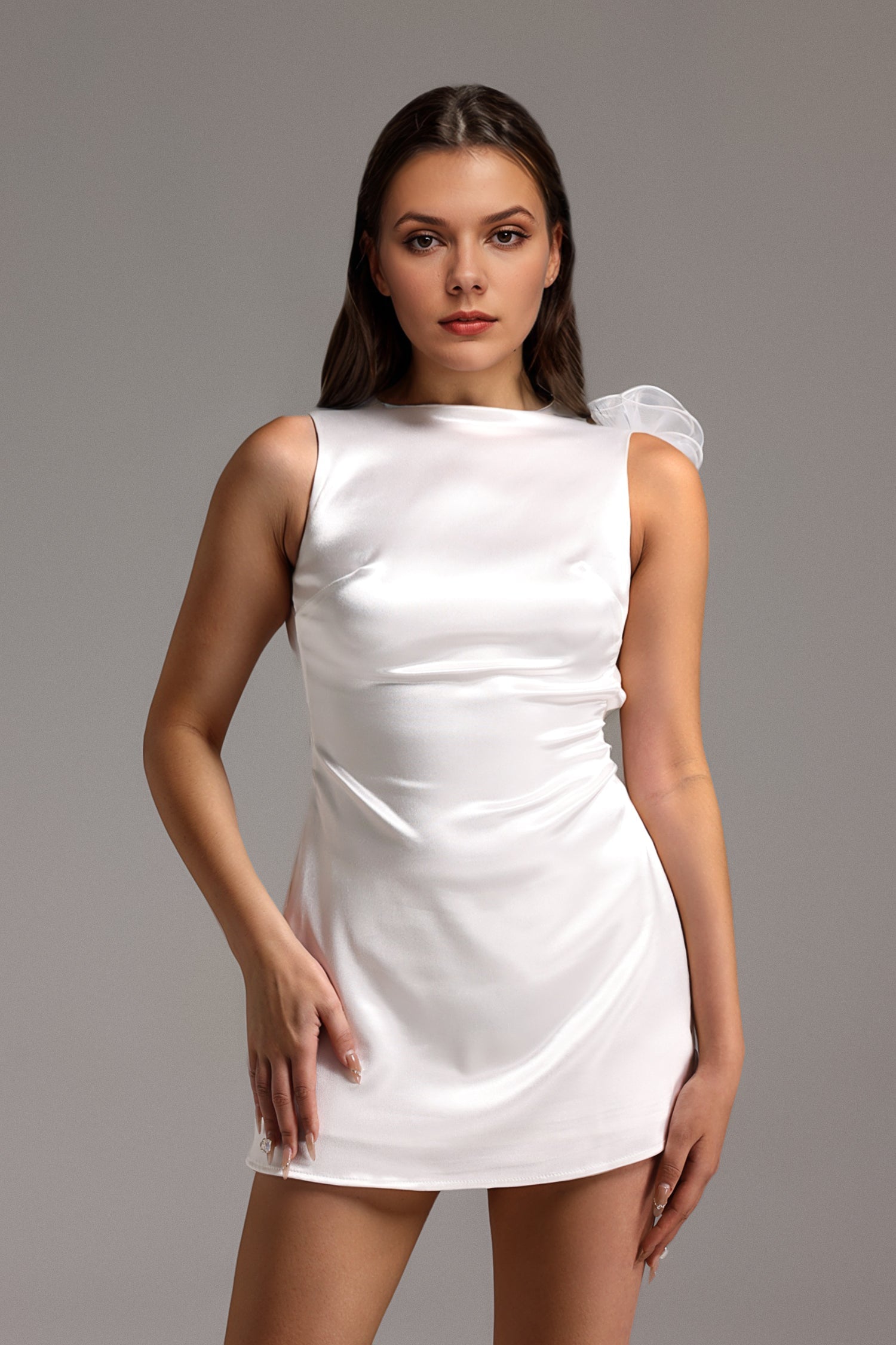 Sleeveless Backless Flowers Mini Dress