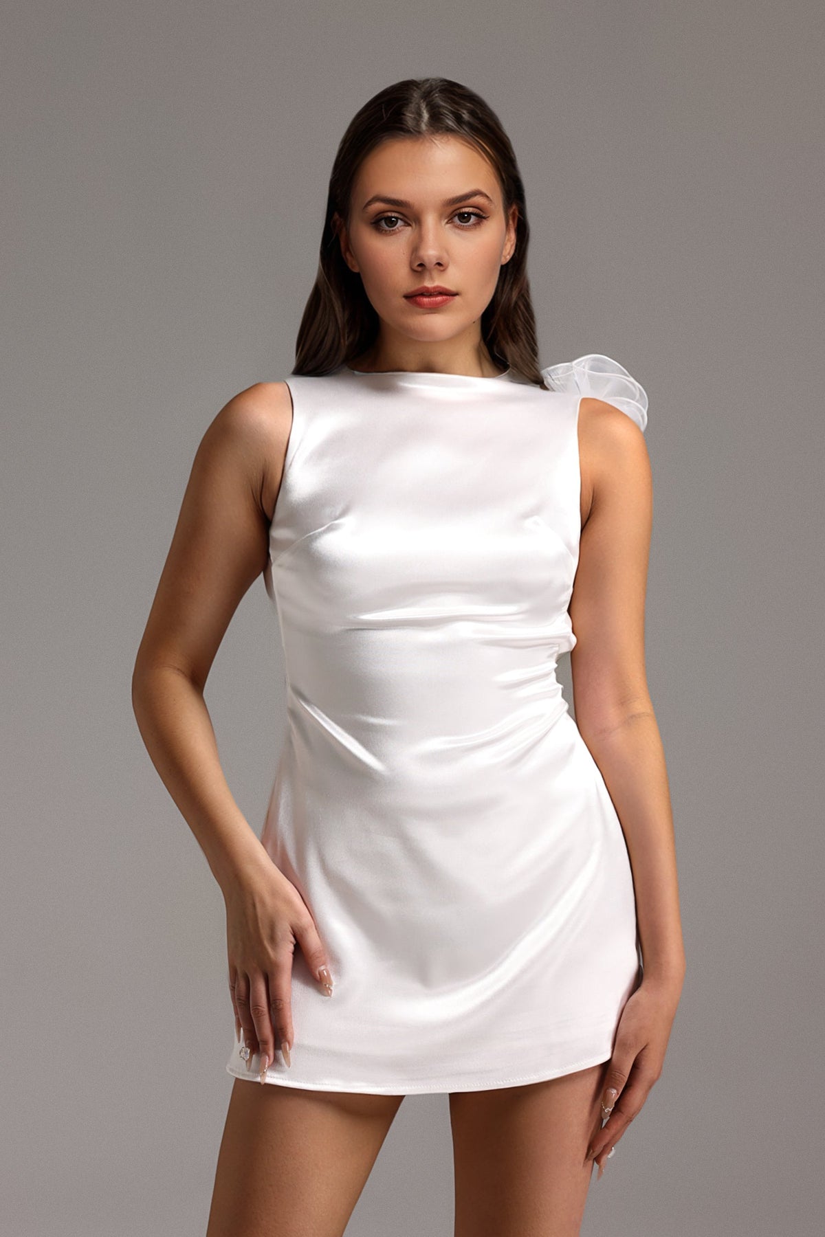 Sleeveless Backless Flowers Mini Dress