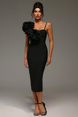 Halter Flowers Bandage Midi Dress