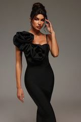 Halter Flowers Bandage Midi Dress