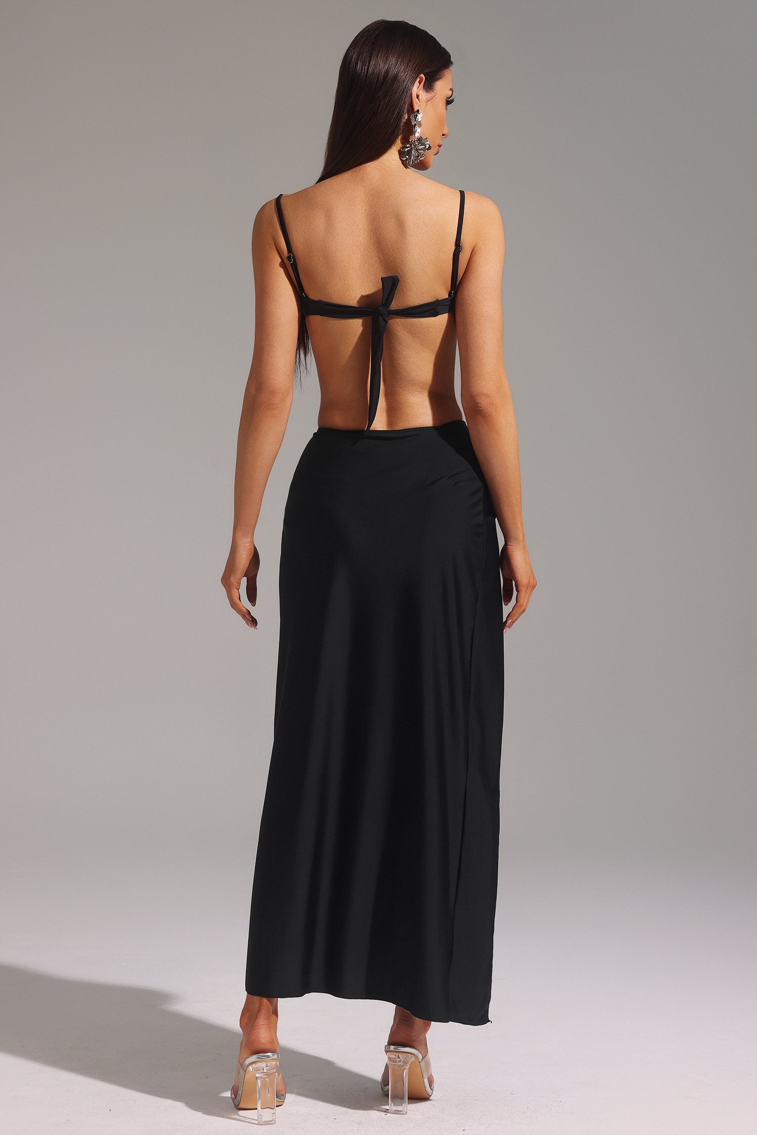 Sleeveless Slit Maxi Swimsuit