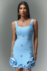 Sleeveless Diamond Flowers Mini Dress