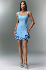 Sleeveless Diamond Flowers Mini Dress