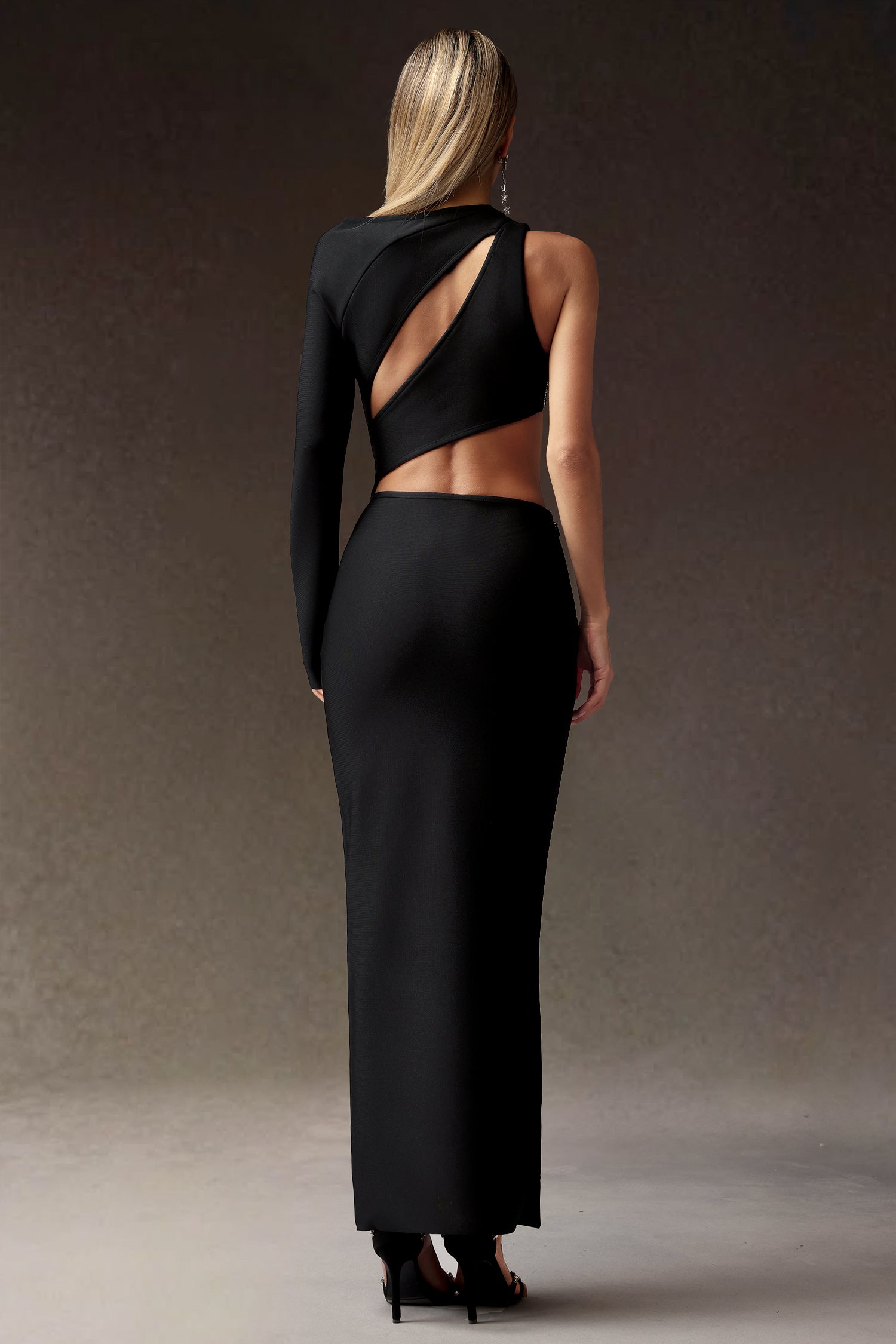 Slit One Shoulder Slim Hollowed-out Bandage Maxi Dress