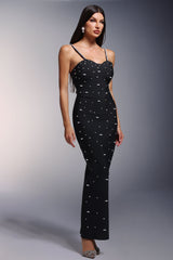 Robe maxi sans manches à bretelles diamantées