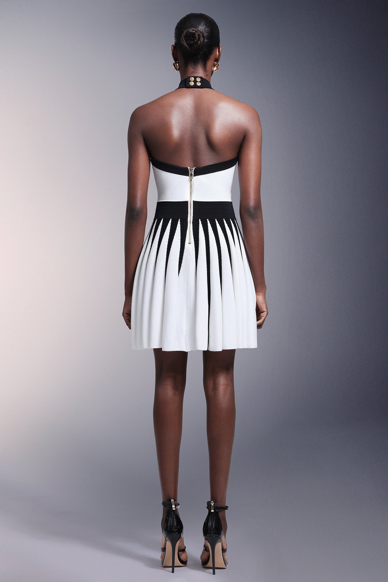 Flower Halter Stripes Mini Dress