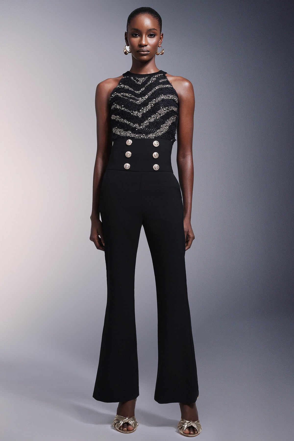 Ensemble maxi rayé sans manches