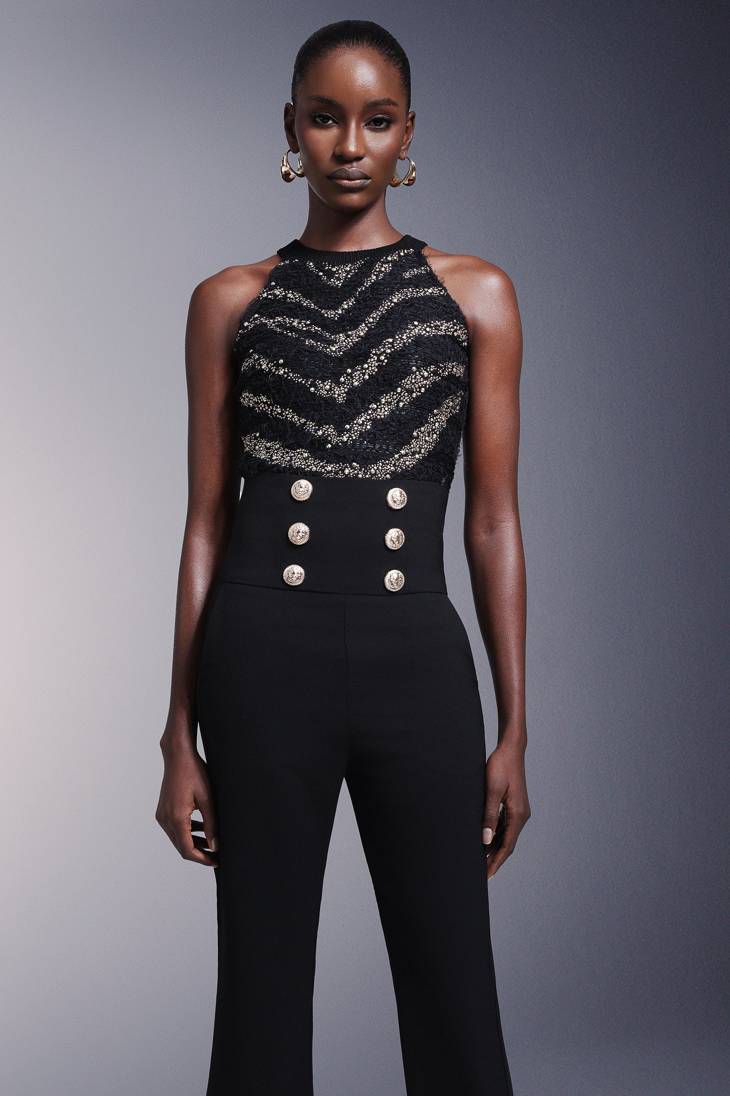 Ensemble maxi rayé sans manches