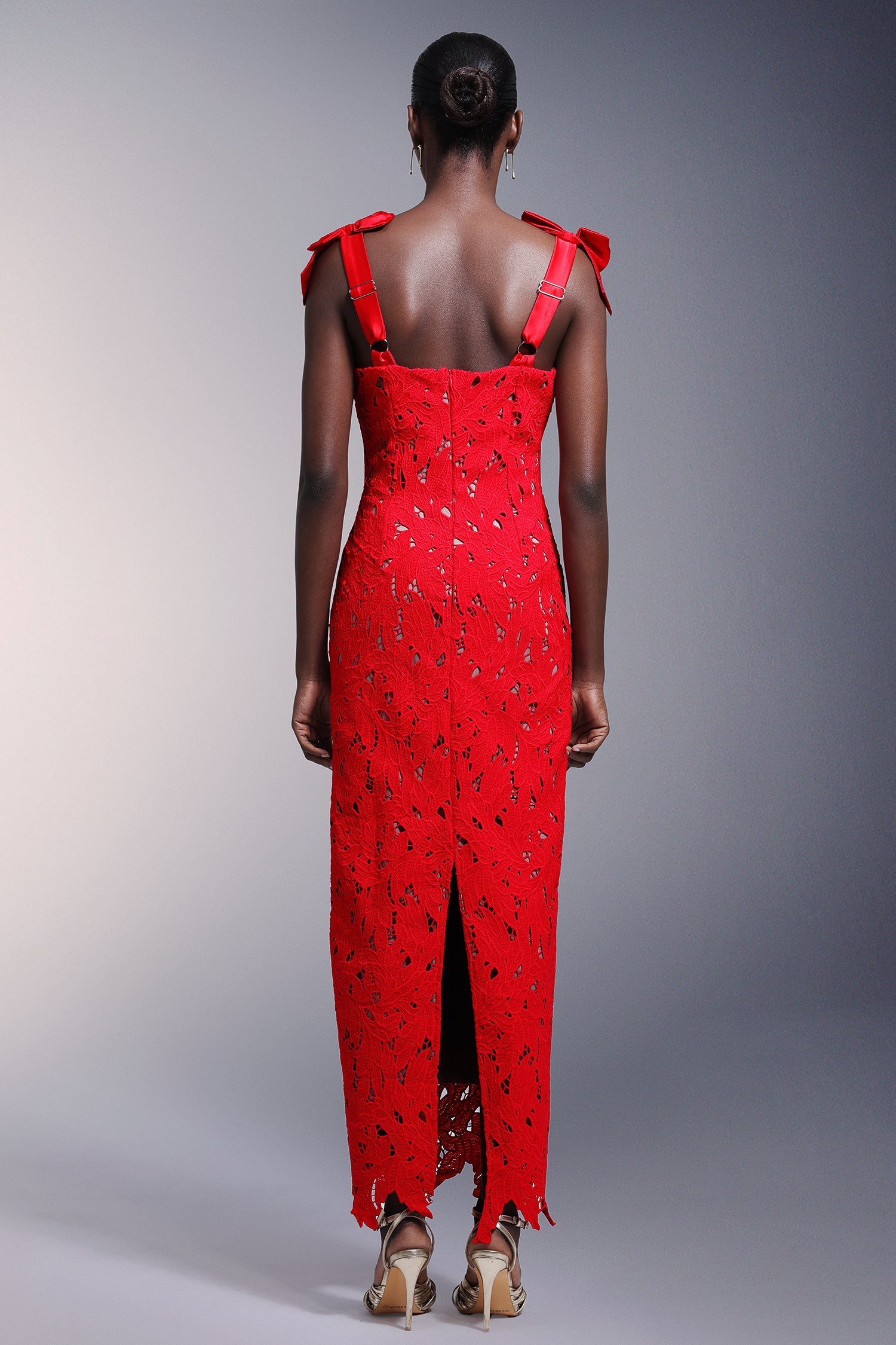 Bows Lace Sleeveless Maxi Dress