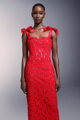 Bows Lace Sleeveless Maxi Dress