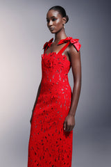 Bows Lace Sleeveless Maxi Dress