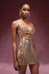 Halter V-Neck Sequin Mini Dress