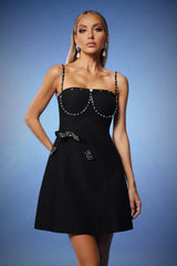 Sleeveless Diamond Bows Mini Dress