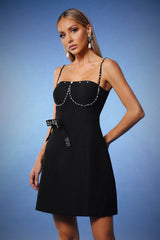 Sleeveless Diamond Bows Mini Dress