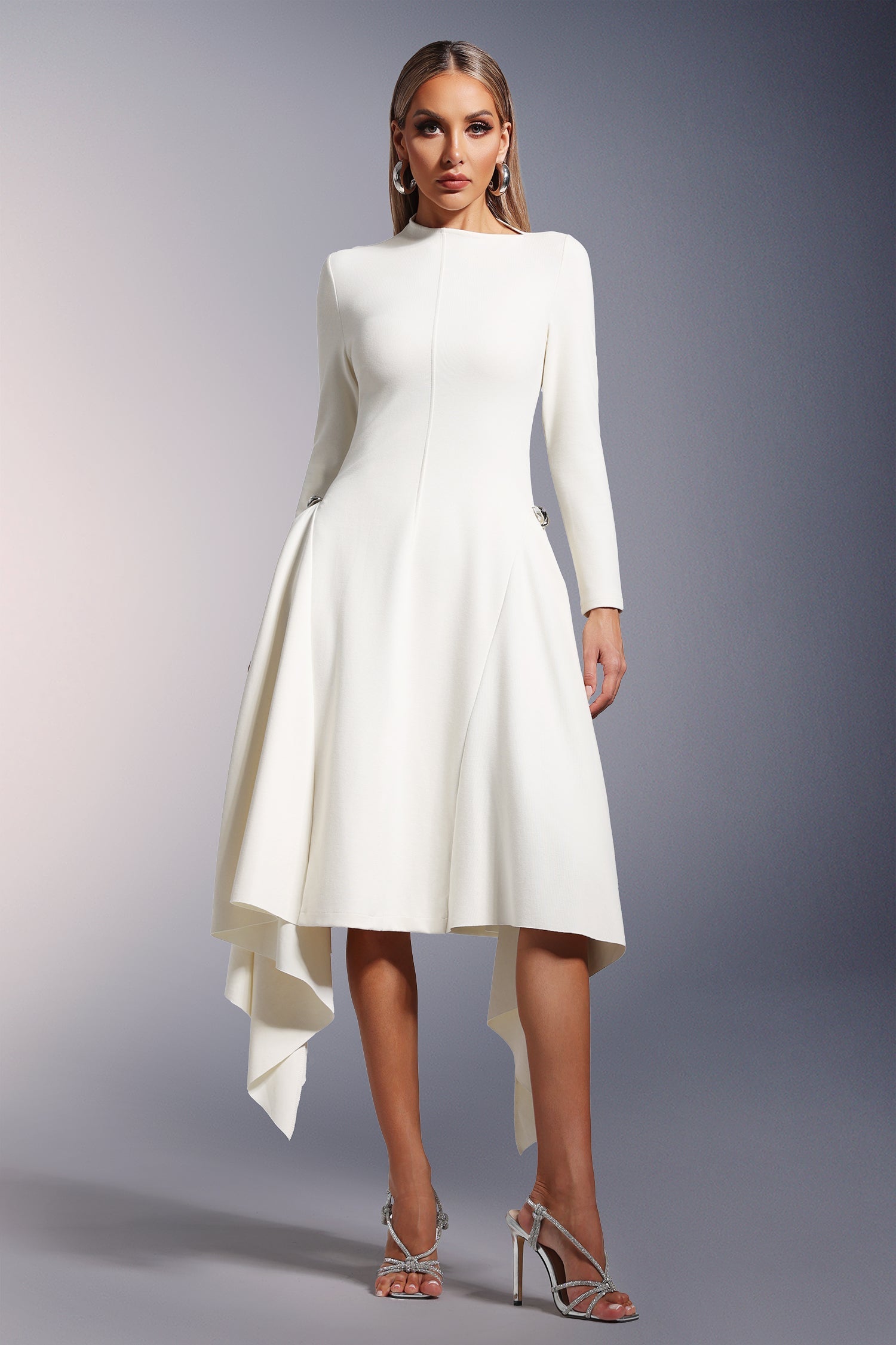 Long Sleeves  Midi Dress