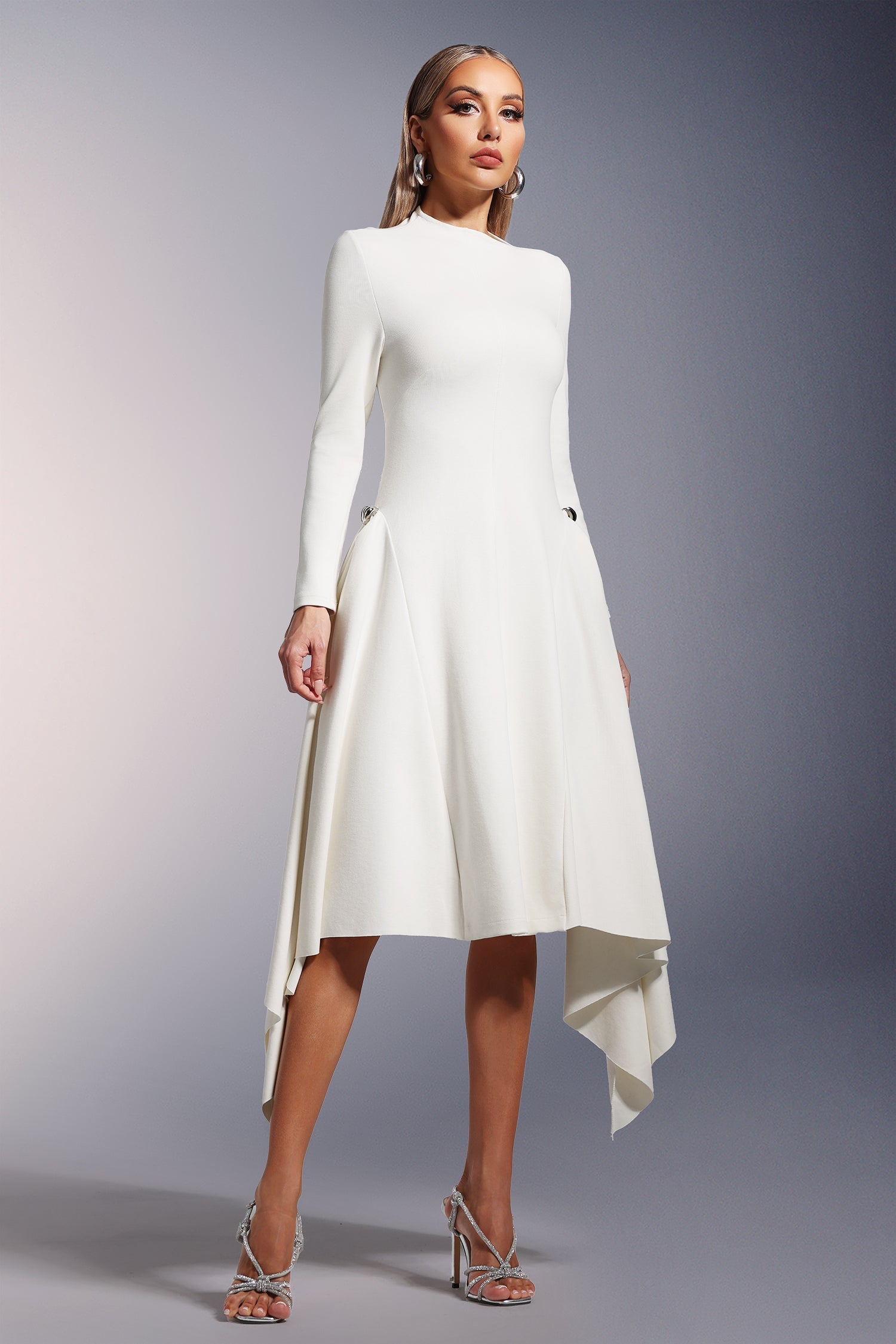 Long Sleeves  Midi Dress
