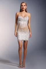 Robe mini bustier à perles