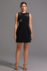 Sleeveless Round Neck Sequins Mini Dress