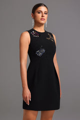 Sleeveless Round Neck Sequins Mini Dress