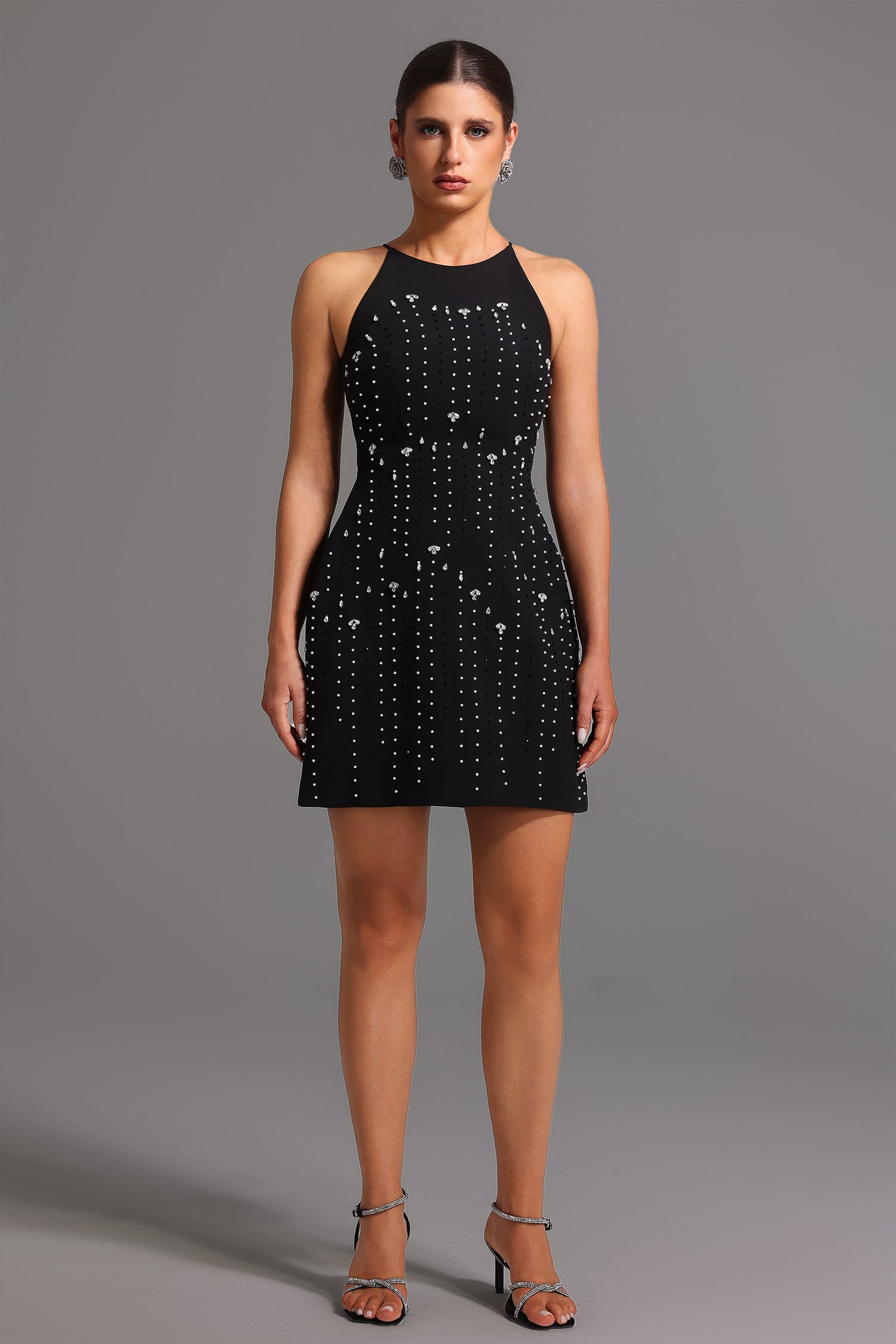 Round Neck Sleeveless Diamond Mini Dress