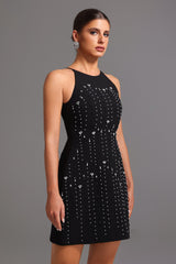 Round Neck Sleeveless Diamond Mini Dress