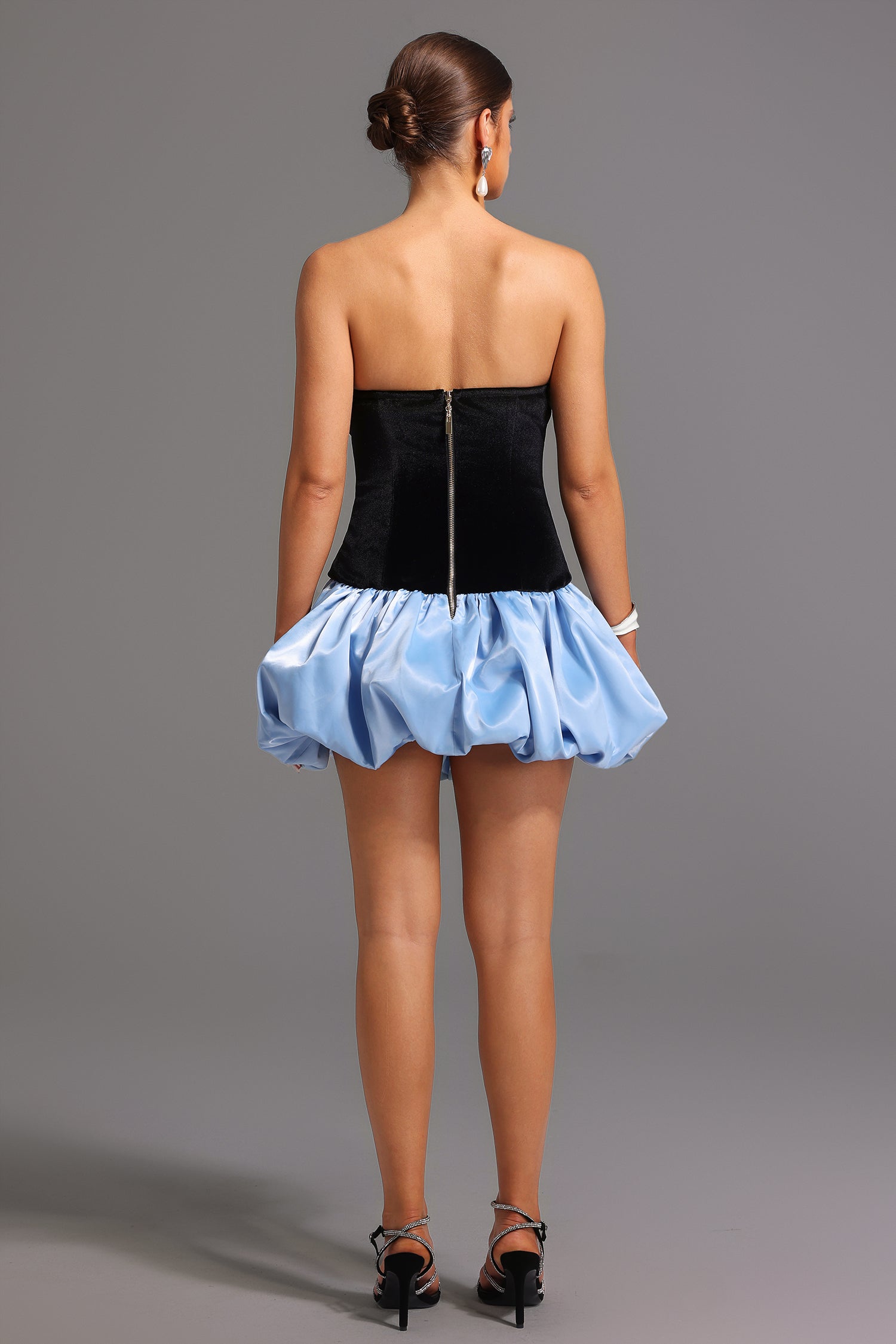 Strapless Deep-V Mini Dress