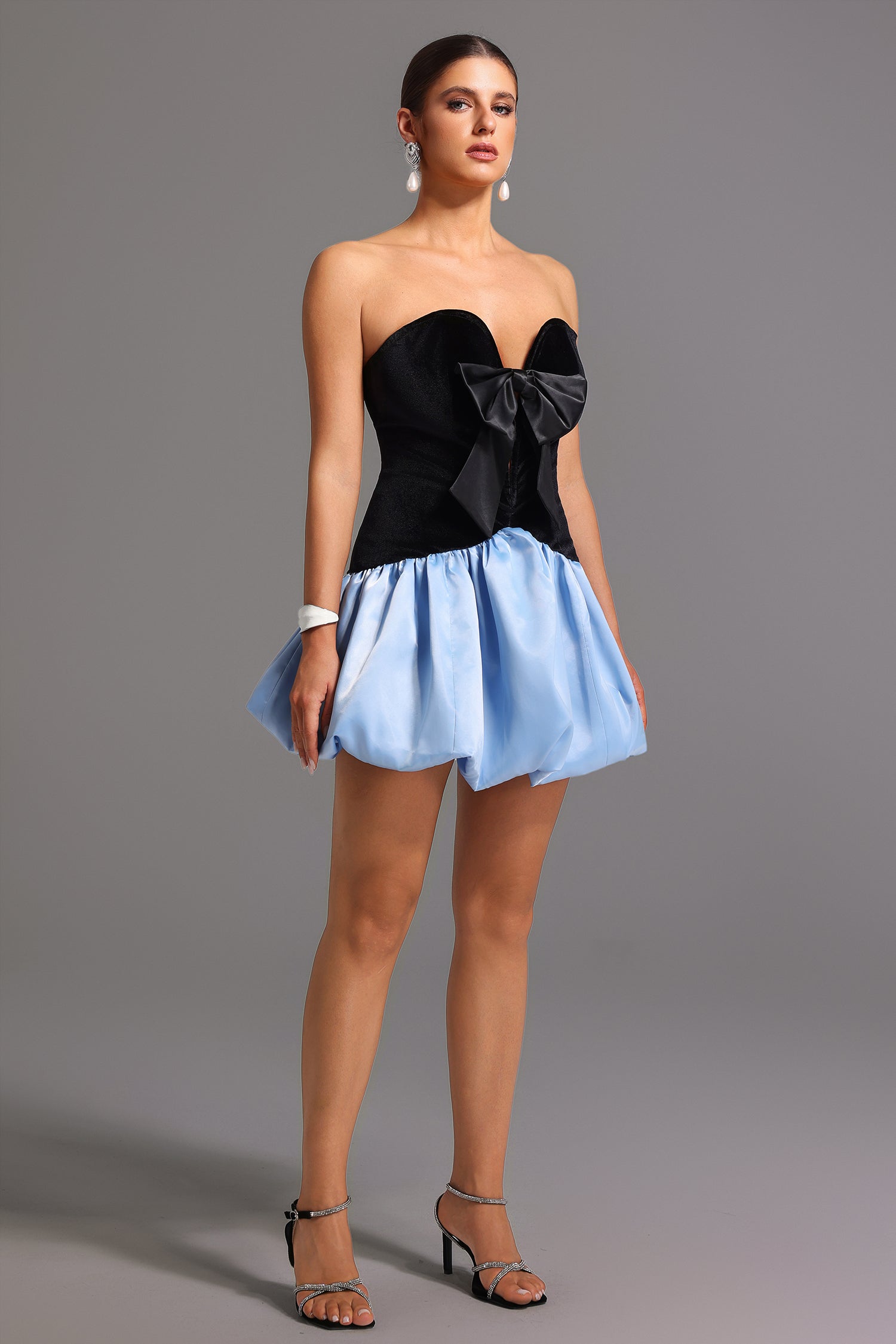 Strapless Deep-V Mini Dress