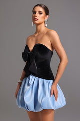 Strapless Deep-V Mini Dress