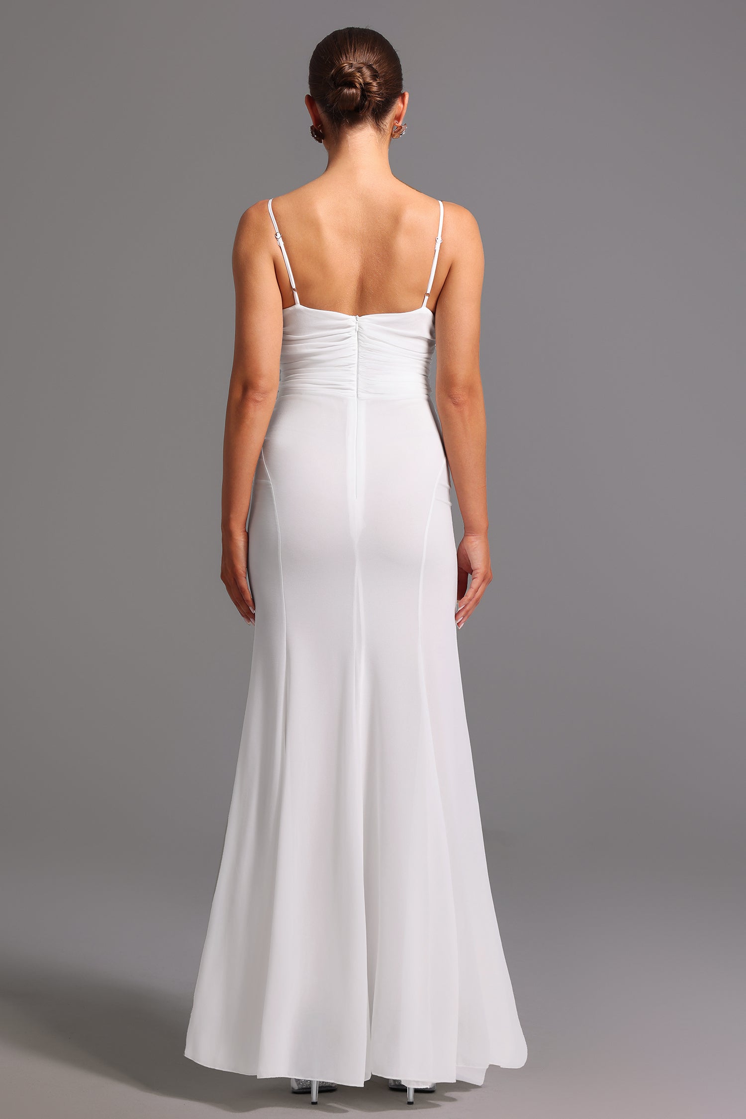 Robe longue sans manches à décolleté plongeant et imprimé floral