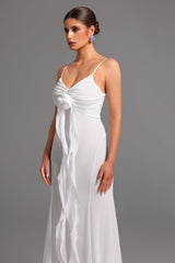 Robe longue sans manches à décolleté plongeant et imprimé floral