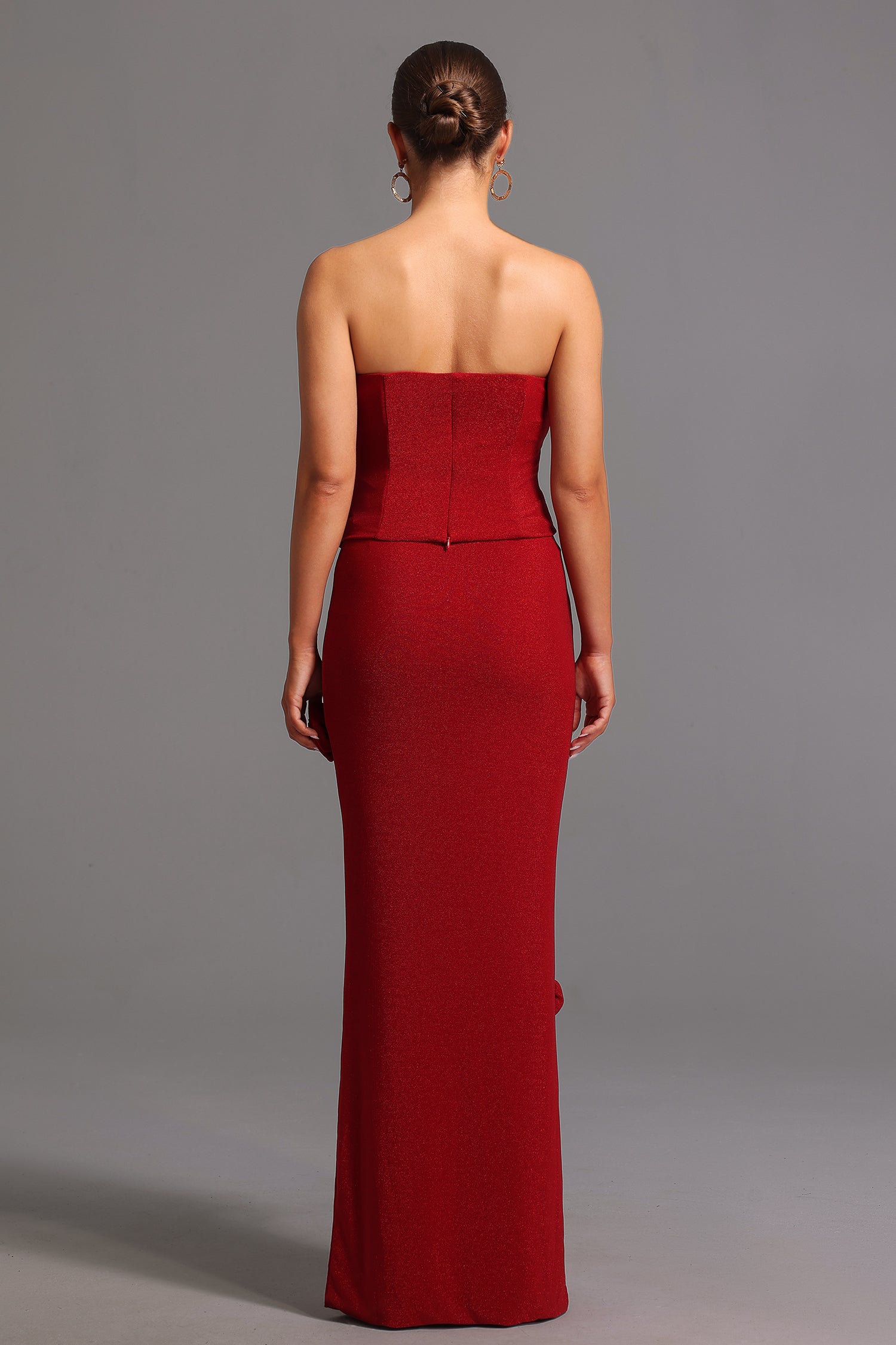 Ensemble maxi sans bretelles à fleurs 