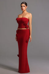 Ensemble maxi sans bretelles à fleurs 