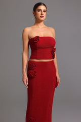 Ensemble maxi sans bretelles à fleurs 