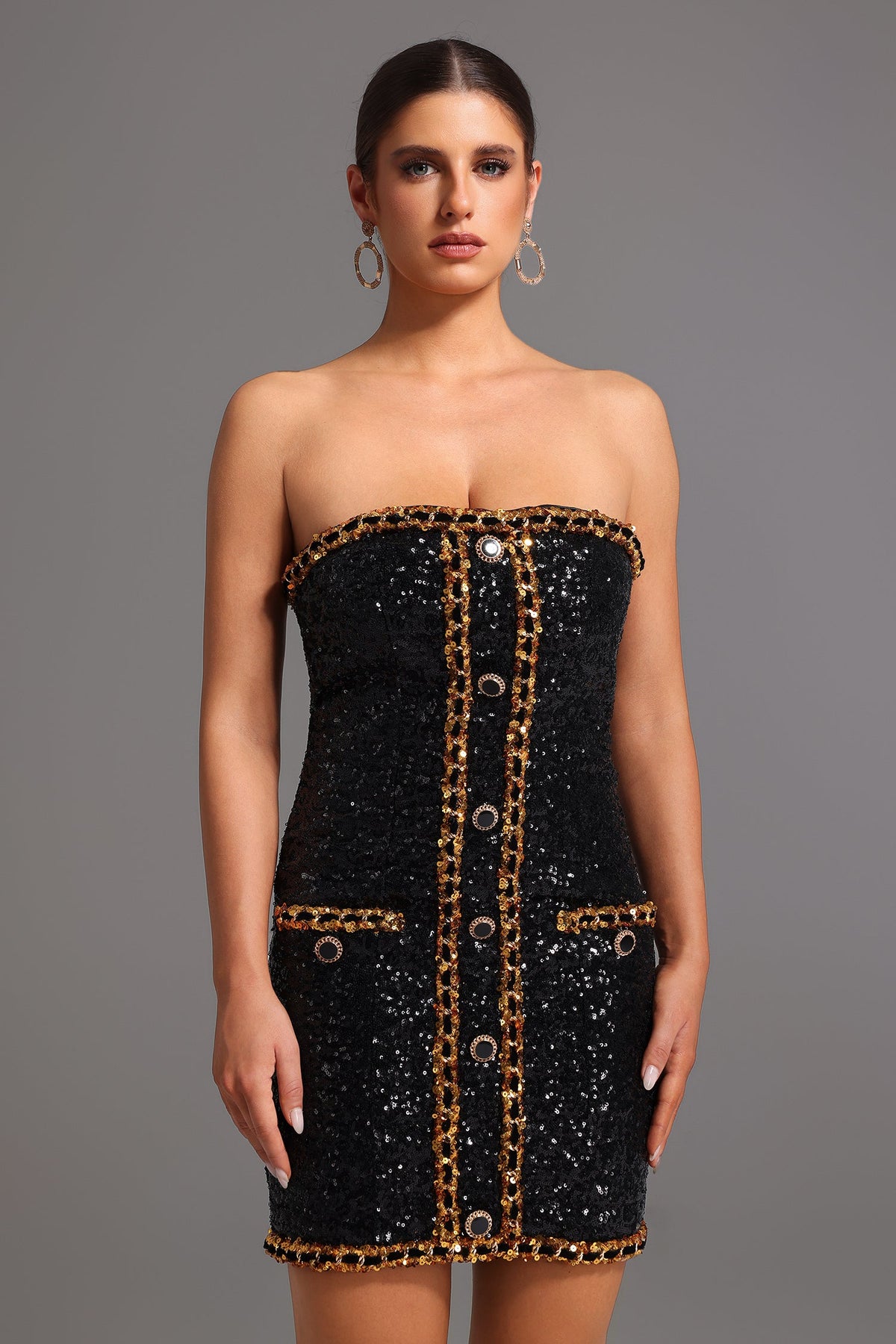 Strapless Sequins Mini Dress