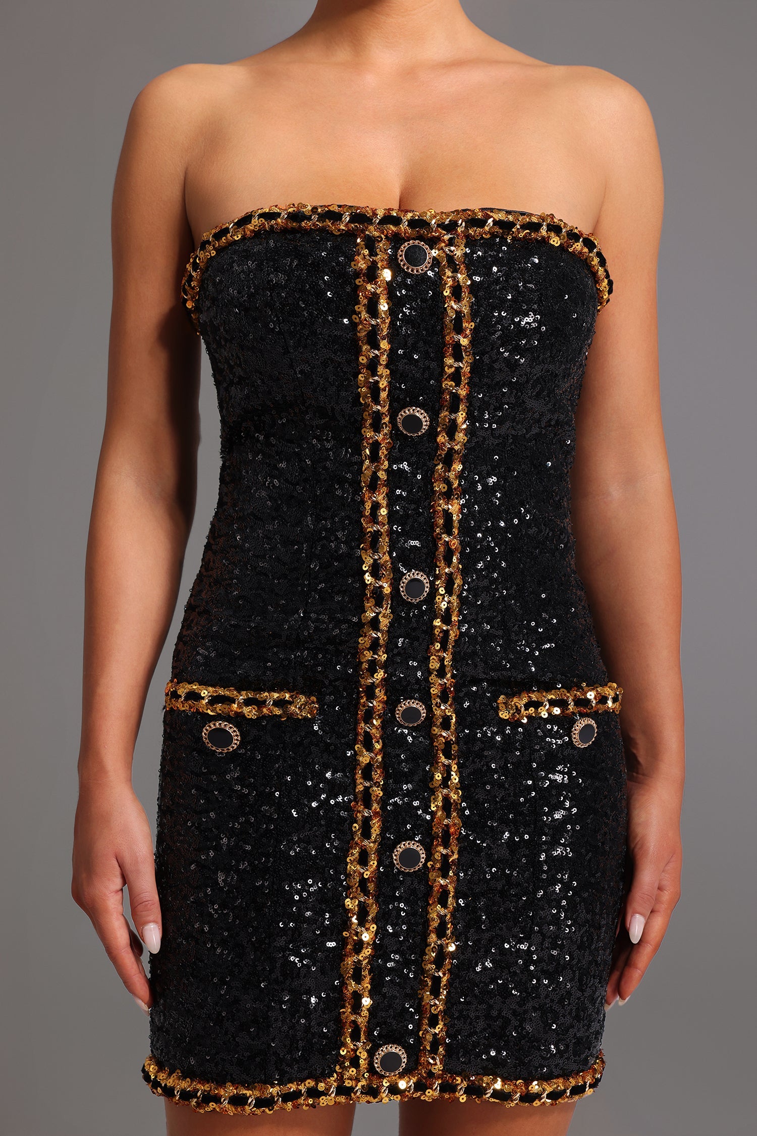 Strapless Sequins Mini Dress