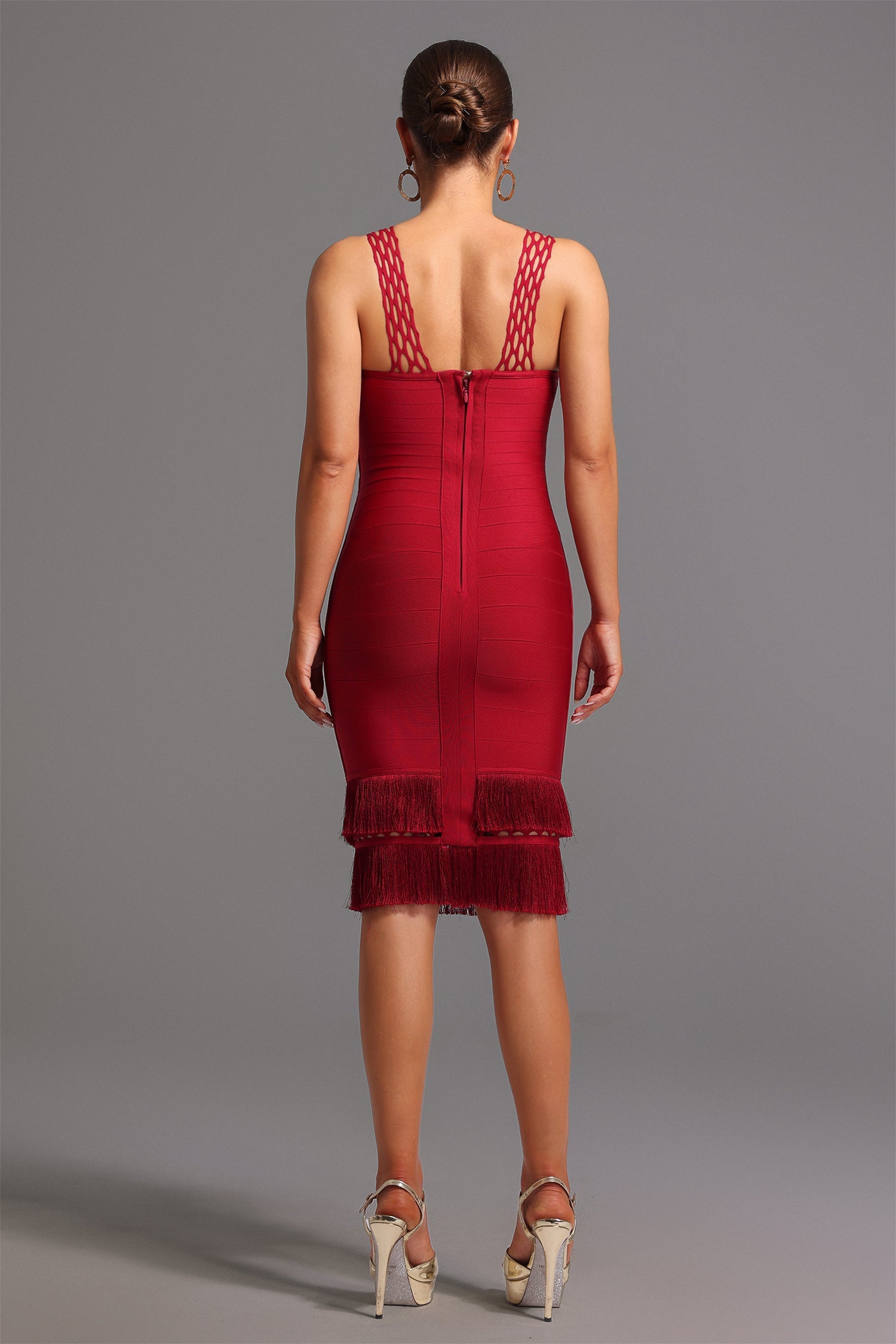 Sleeveless Tassel Bandage Mini Dress