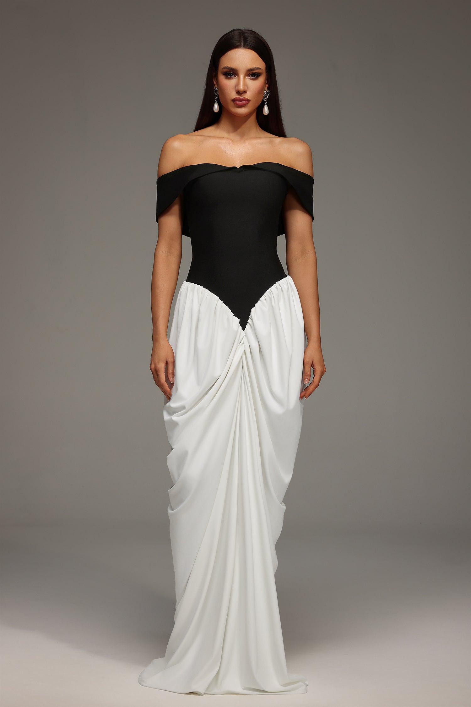 Sleeveless Off The Shoulder Wrinkles Bandage Maxi Dress